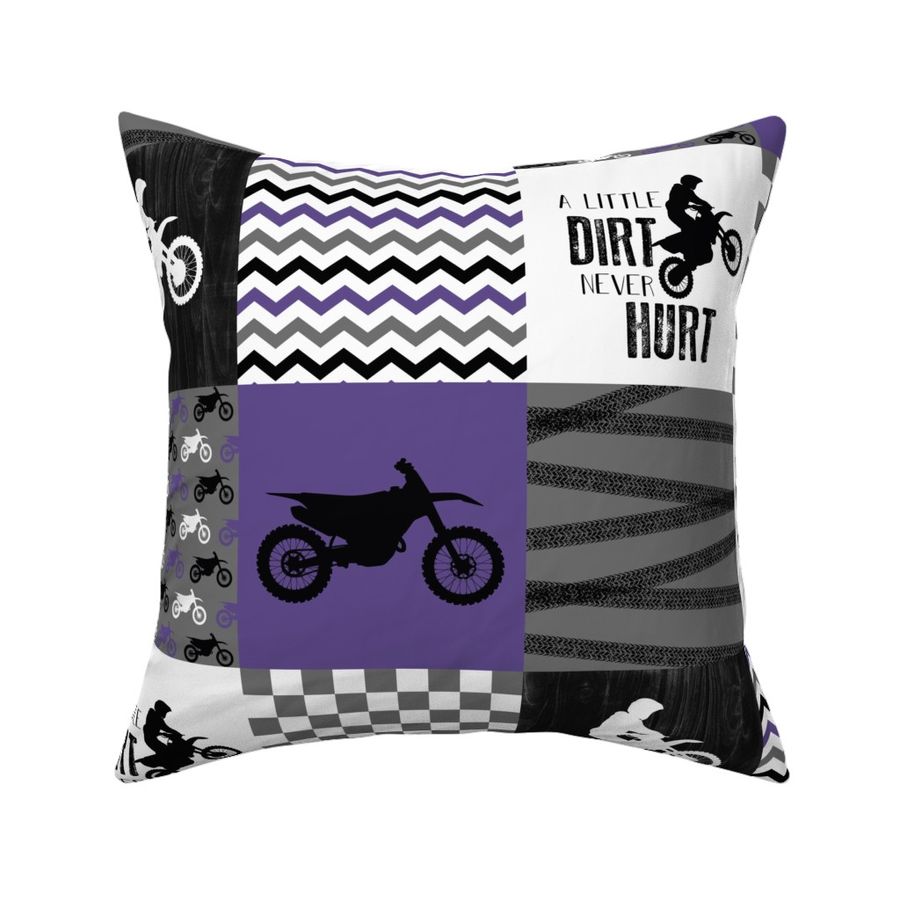 Motocross//A little Dirt Never Hurt - Purple - Wholecloth Cheater Quilt 