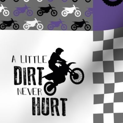 Motocross//A little Dirt Never Hurt - Purple - Wholecloth Cheater Quilt 