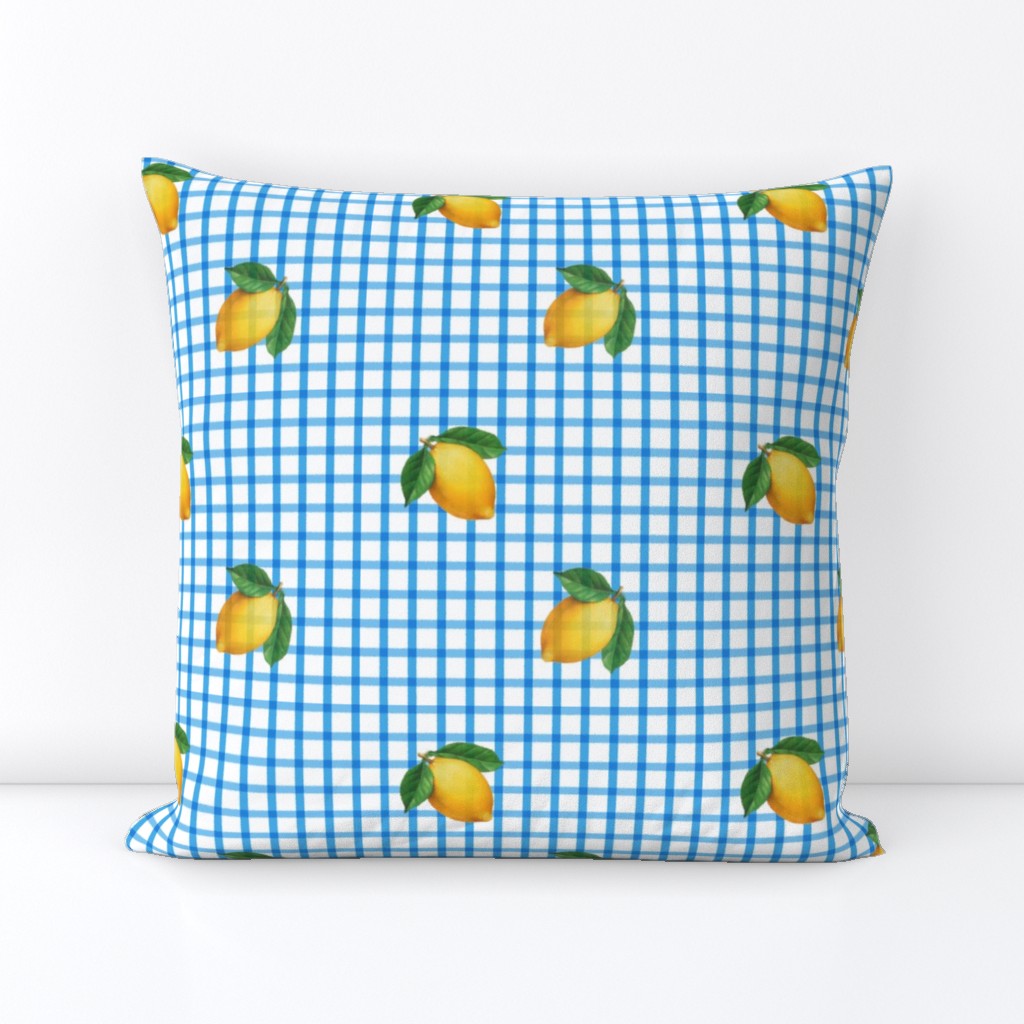 blue gingham w lemons