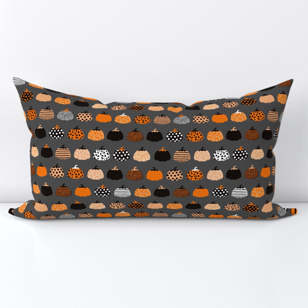 Fall fruit geometric pumpkin design scandinavian style halloween print black and charcoal gray orange