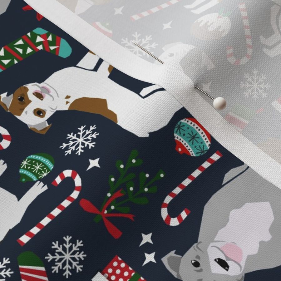 RAULROAD - pitbull terrier christmas fabric pitbulls christmas fabrics pitbull terrier xmas dog fabrics