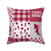 touch down - football wholecloth - crimson and white - college ball -  plaid 