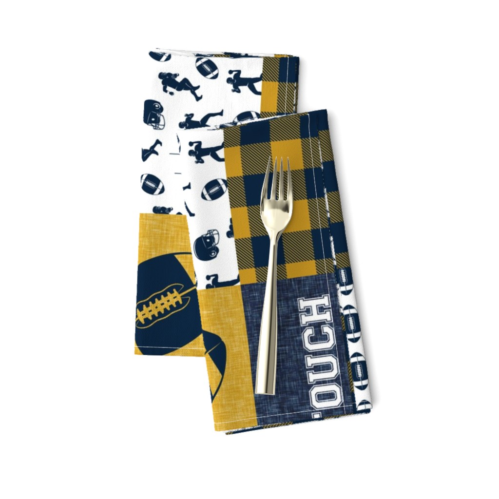 touch down - football wholecloth - gold and blue - college ball -  plaid (90)