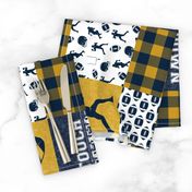 touch down - football wholecloth - gold and blue - college ball -  plaid (90)