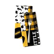 little man - football wholecloth - black and gold - college ball -  plaid (90)