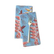 African heliconia paradise linen (pantone little boy blue) large