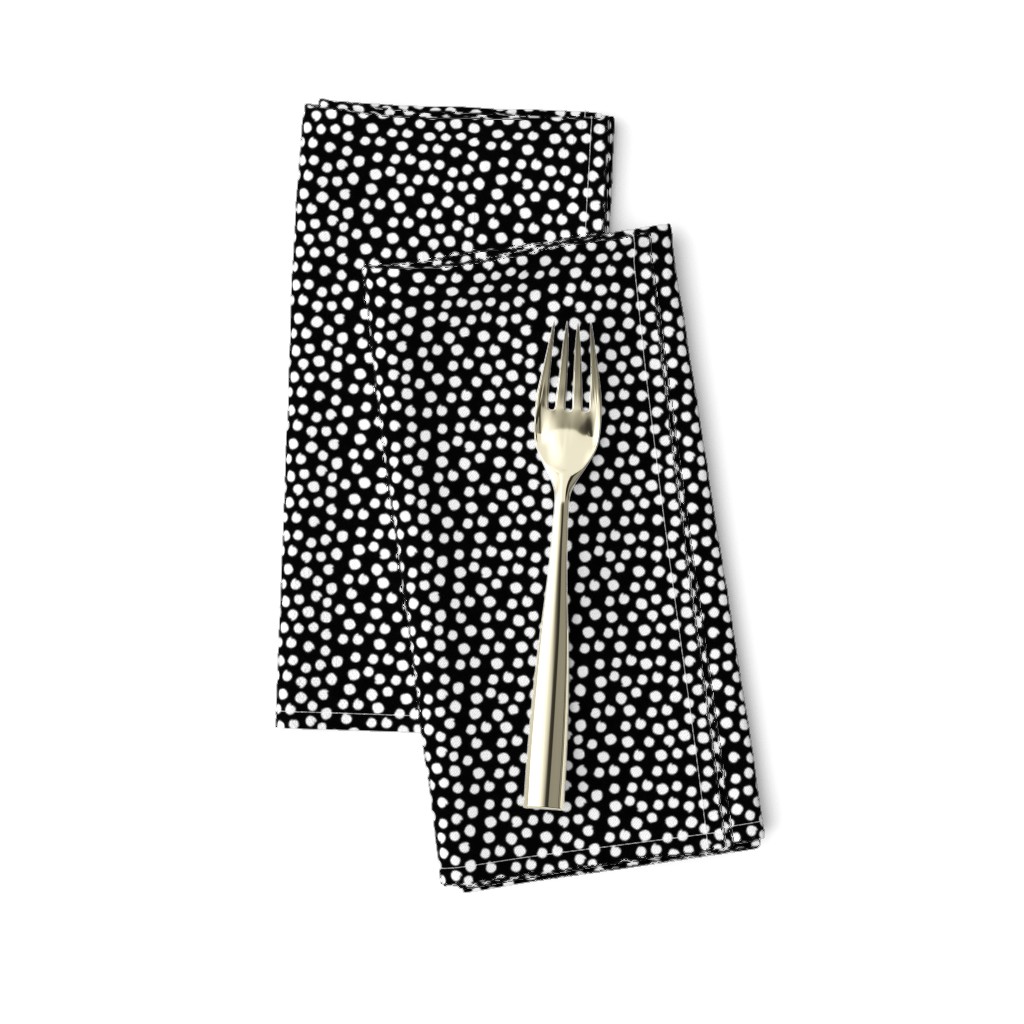 8" White Polka Dots - Black Background