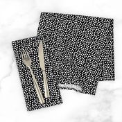 8" White Polka Dots - Black Background