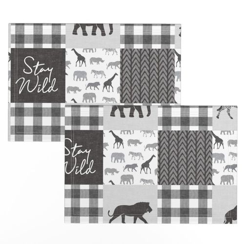 Stay Wild - Safari Wholecloth - monochrome w/ plaid