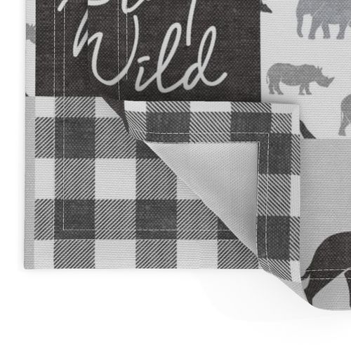 Stay Wild - Safari Wholecloth - monochrome w/ plaid