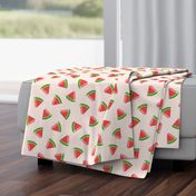 watermelons (red on pale pink)- summer fruit fabric - LAD19