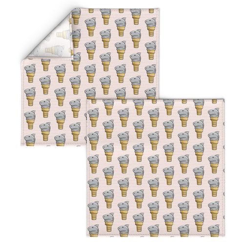 shark ice cream cones - pink stripes  - LAD19