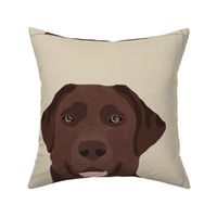 18" Chocolate Labrador Pillow with cut lines - dog pillow panel, dog pillow, pillow cut and sew - 