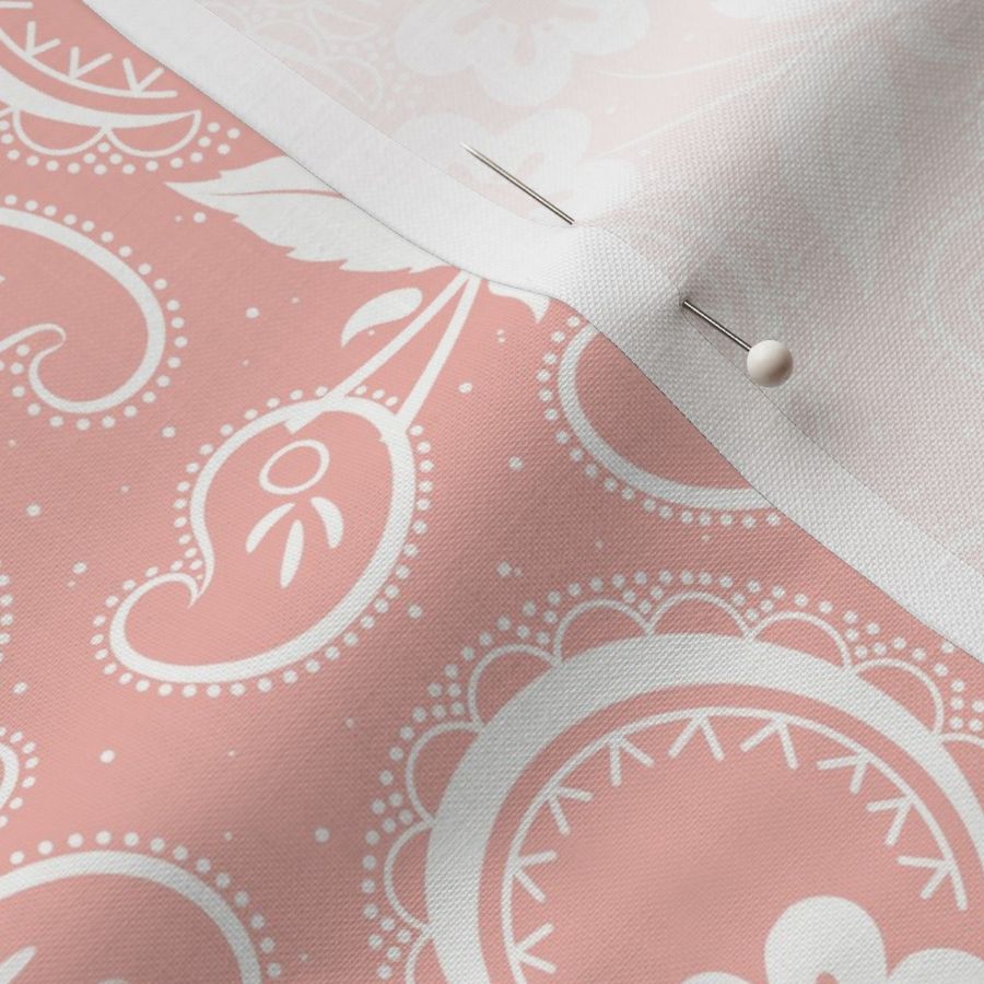 Heartland Rose Paisley: Rose Gold & White Floral Paisley