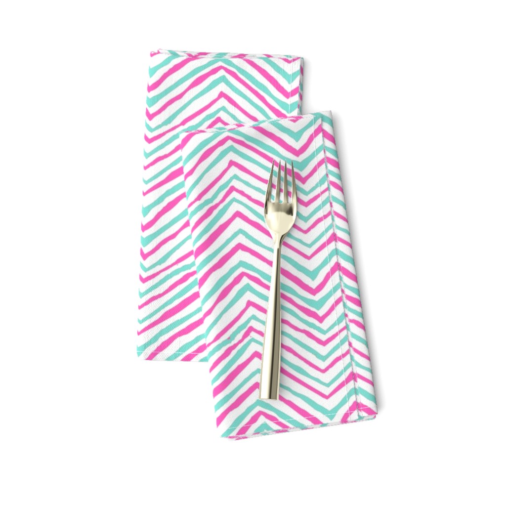 Hot pink aqua zig zag chevron