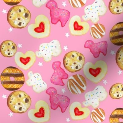 Watercolor Cookies on Pink