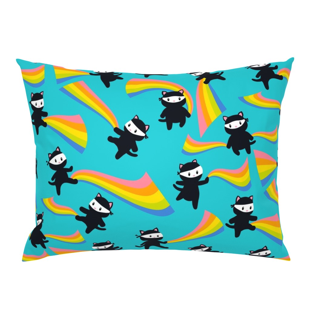 Ninja Cats with Rainbows - Med Large - Cute Animal Kids Baby Design