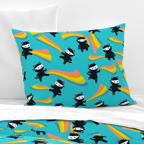 Ninja Cats with Rainbows - Med Large - Cute Animal Kids Baby Design