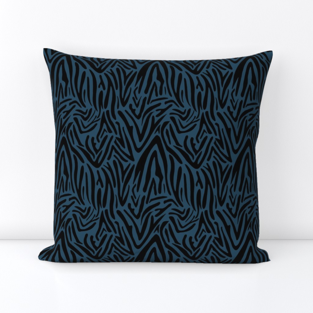 Minimal zebra wild life lovers abstract animal print monochrome trend night blue winter black