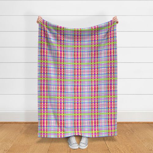 Hand-drawn abstract tartan #2 - white, large