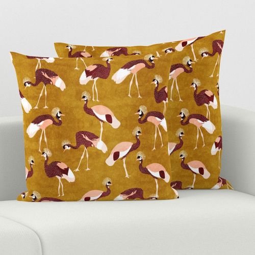 crowned cranes - mustard & rust