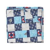 Shark Wholecloth - mid blue - shark, fin, and life preserver - shark nursery (90) - LAD19