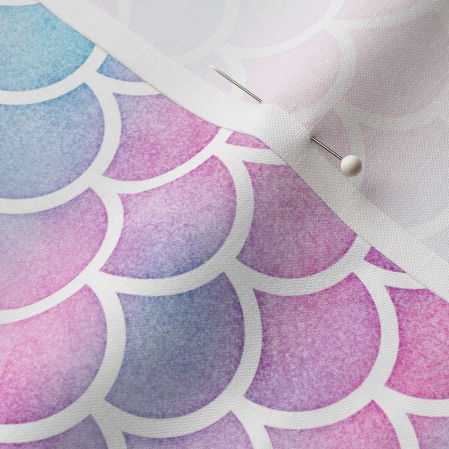 Magical Mermaid Scales Pattern on Watercolor