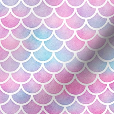 Magical Mermaid Scales Pattern on Watercolor