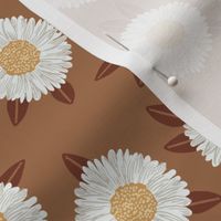 daisy fabric - sfx1336 pecan - nursery fabric, floral fabric, earth toned fabric, trendy floral fabric, baby bedding fabric 