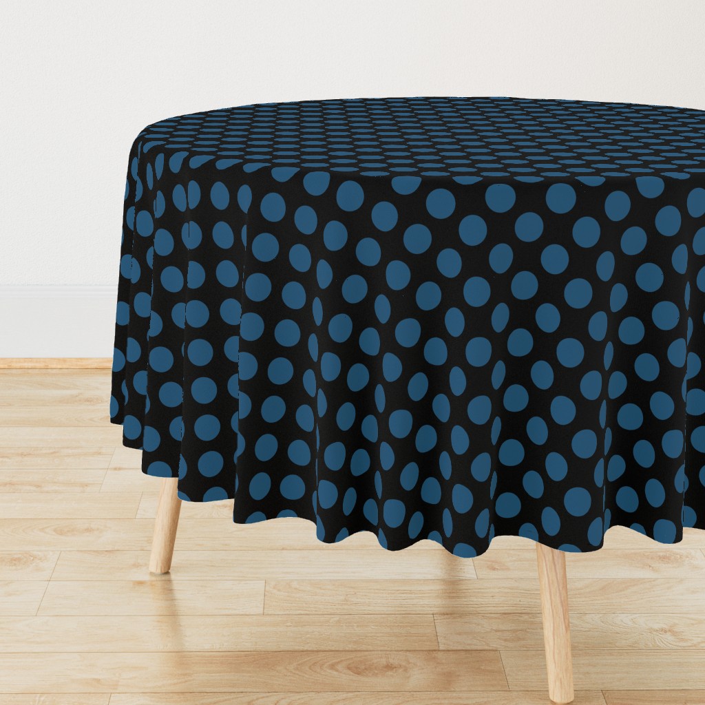 Big Polka Dots - Teal Blue on Black