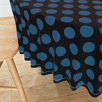 Big Polka Dots - Teal Blue on Black