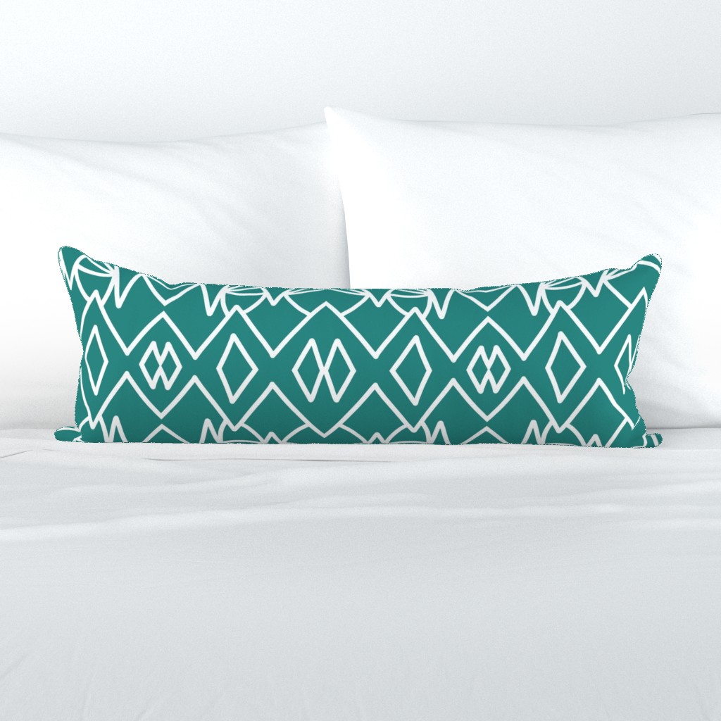 Art Deco Geometric - white on teal green