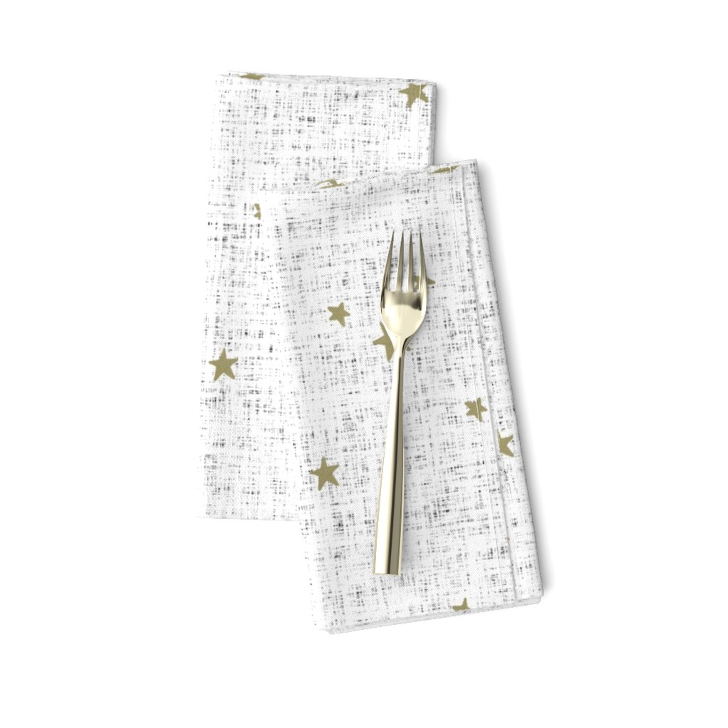 stars and moons // soft gold on white linen