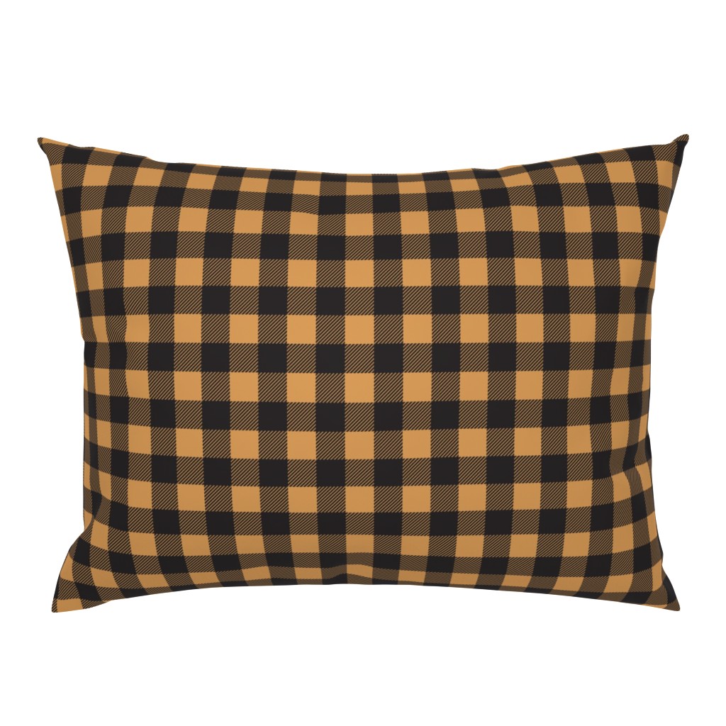 Forest Check - 1" squares - black and gold 