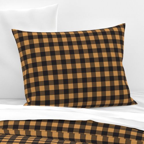 Forest Check - 1" squares - black and gold 