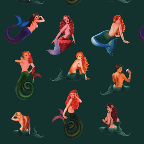 Mermaids on Deep Green