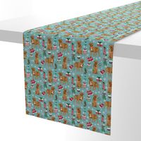 french mastiff christmas fabric - dogue de bordeaux fabric, christmas dog fabric, holiday fabric -blue