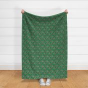 irish wolfhound christmas dog fabric  - christmas fabric, dog fabric, wolfhound fabric - green