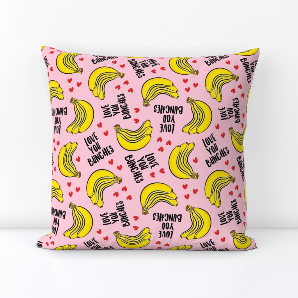 Love you bunches - bananas valentines - hearts - pink - LAD19