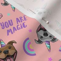 (2" scale) Unicorn Pit Bulls - cute pit bull unicorns - peach - you are magic -  LAD19BS