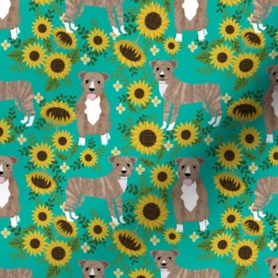 pitbull brindle sunflower fabric - brindle pitbull fabric, sunflower dog fabric, cute dogs