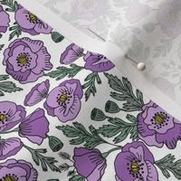 poppies floral fabric - poppy flower, spring floral fabric, autumn floral fabric, baby fabric, nursery fabric, poppies nursery, baby girl bedding - purple