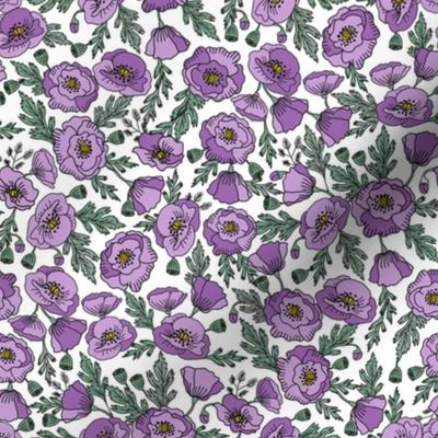 poppies floral fabric - poppy flower, spring floral fabric, autumn floral fabric, baby fabric, nursery fabric, poppies nursery, baby girl bedding - purple