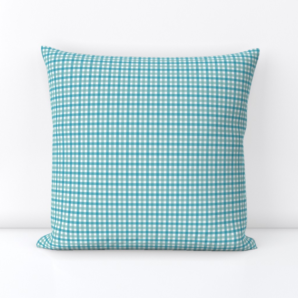 Tiny Gingham in Tropical Blues