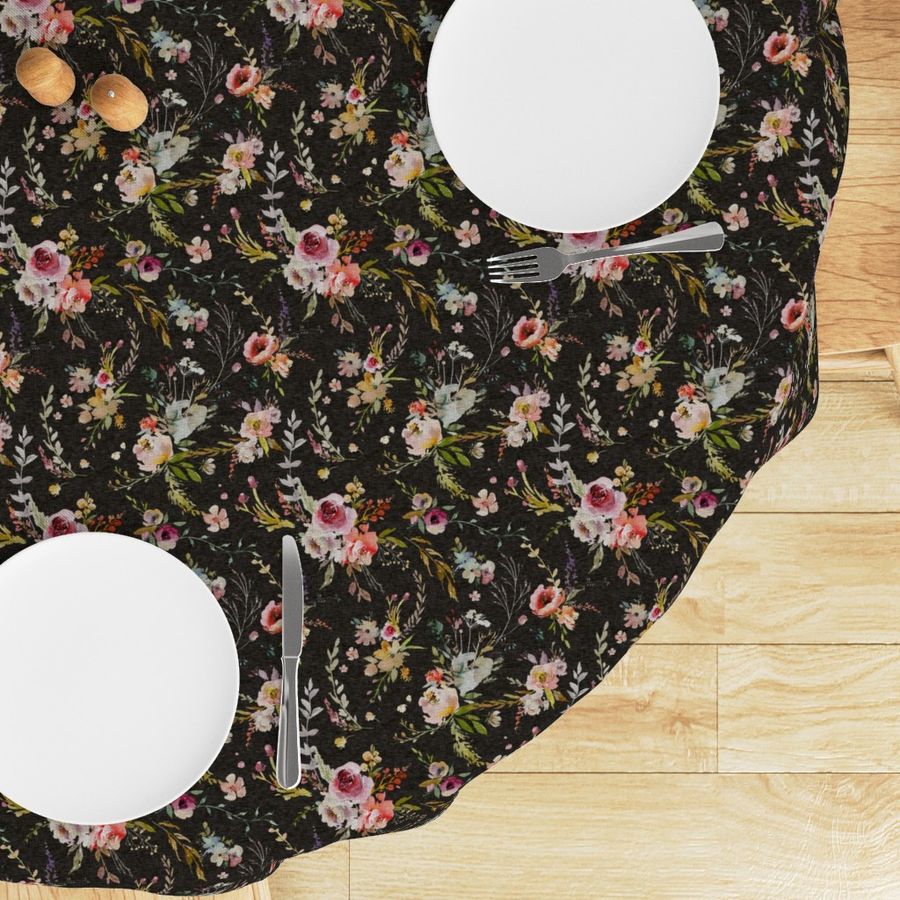 9” meadow floral - black