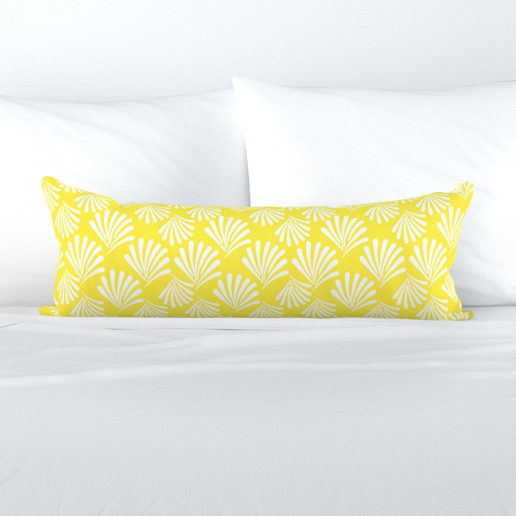 Art Deco Fan Flare! White on Sunshine Yellow