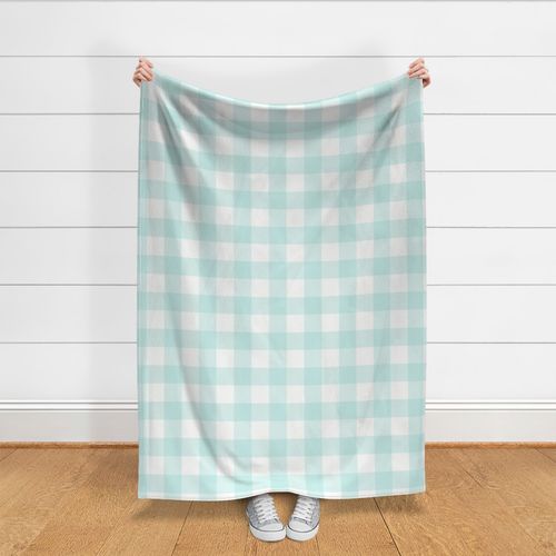 3" Turquoise Gingham: Large Dusty Turquoise Gingham Check, Turquoise Buffalo Check