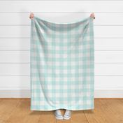 3" Turquoise Gingham: Large Dusty Turquoise Gingham Check, Turquoise Buffalo Check