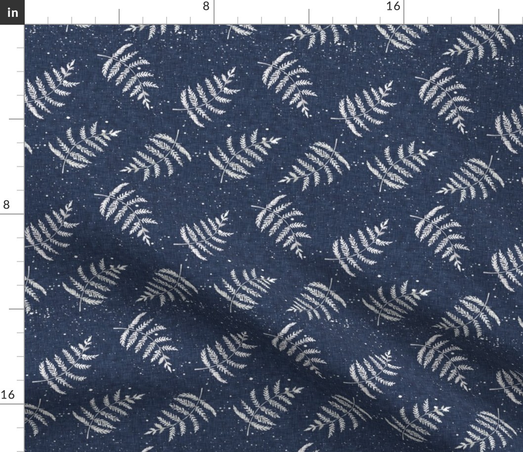 navy fern leaves with splatter