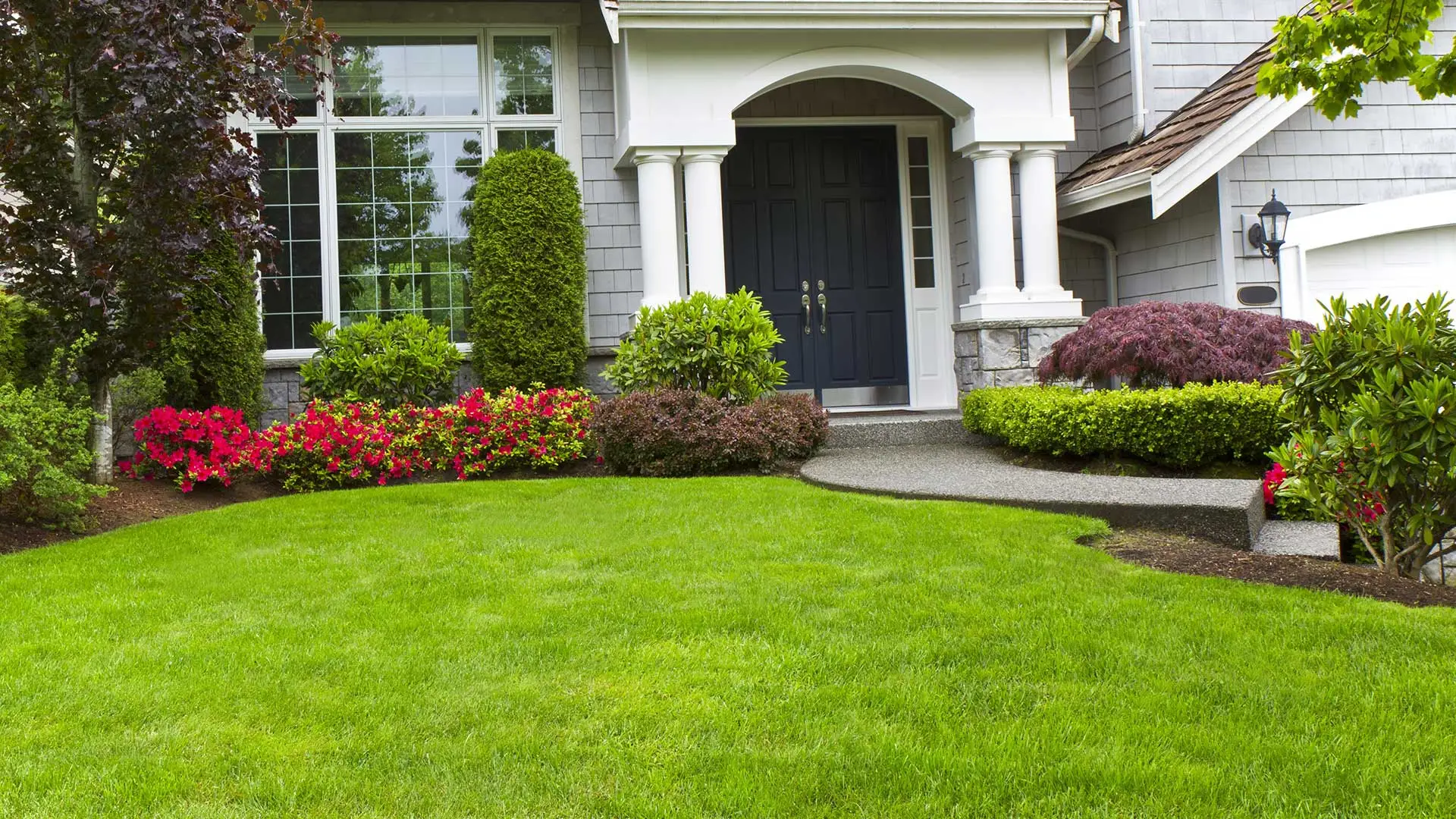 This lawn in Leominster, MA has a healthy lawn thanks to our lawn care package.